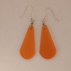 Syn Amber Resin Teardrop Earrings Casual Unique Bohemian Autumn Fall Orange